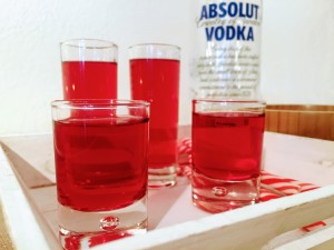 Cranberry Vodka shots gelatine